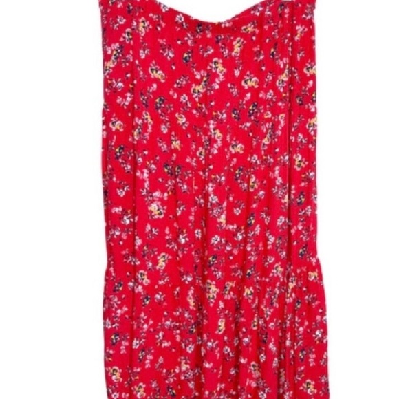 Beachlunchlounge Red Floral Midi Skirt Size Large - Picture 2 of 8